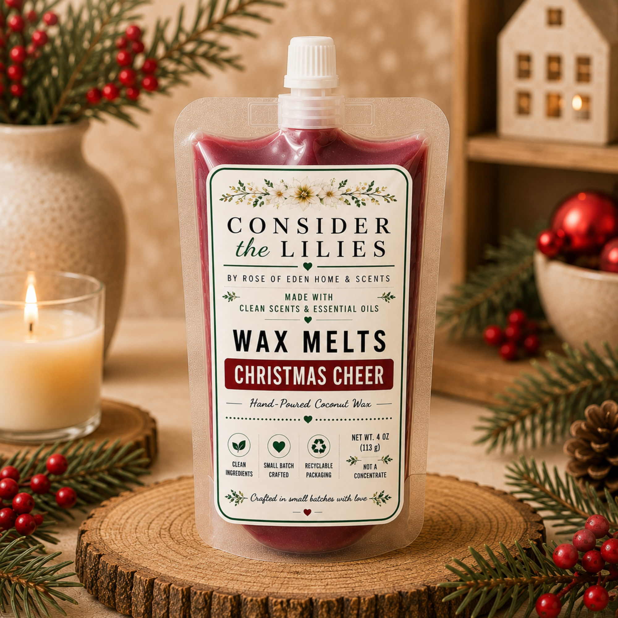 Christmas Cheer Wax Melts – Consider the Lilies by Rose of Eden Home & Scents