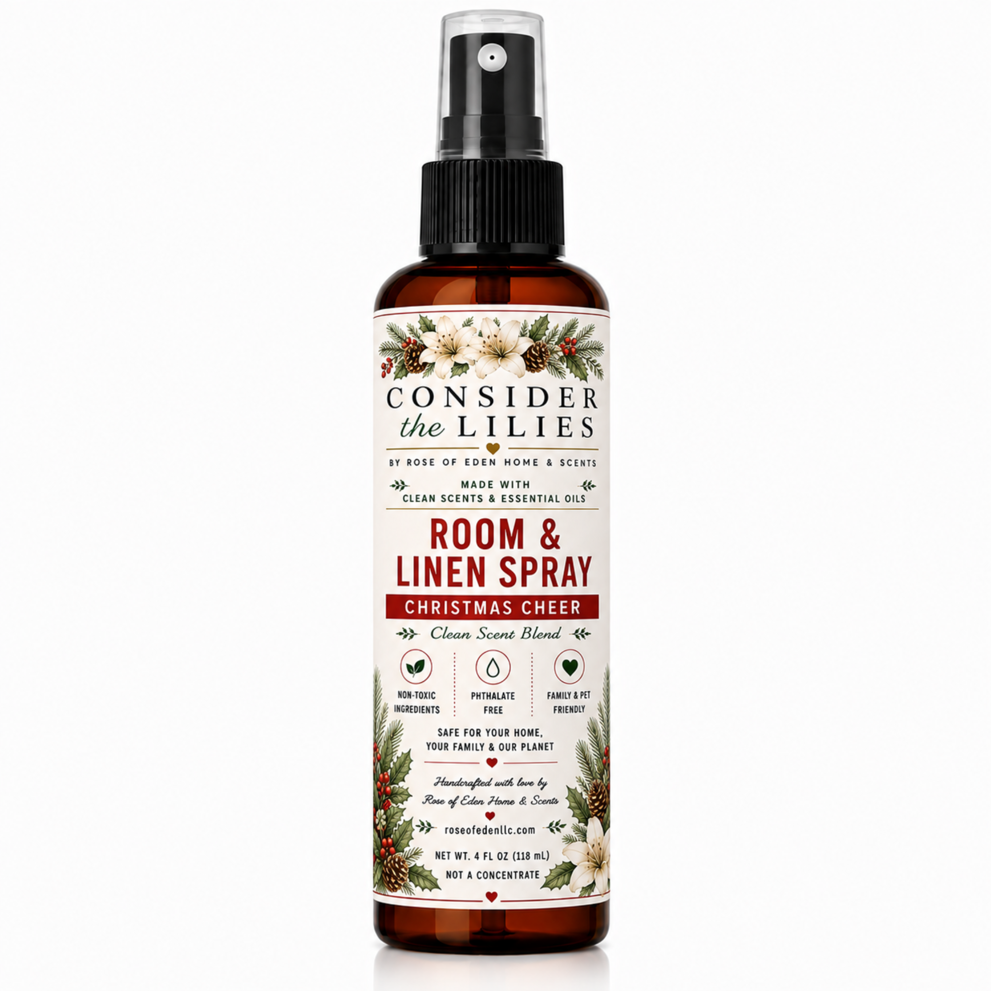 Christmas Cheer Room & Linen Spray – Consider the Lilies by Rose of Eden Home & Scents
