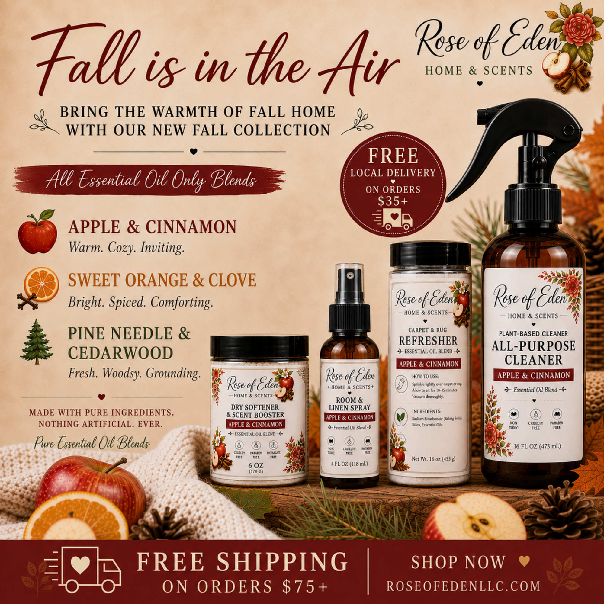 Fall Home Care Set | 4-Piece Essential Oil Collection