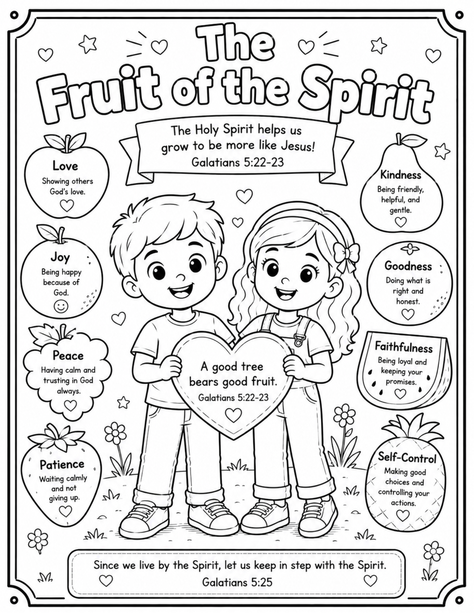 Fruit of the Spirit Coloring Sheet Digital Download