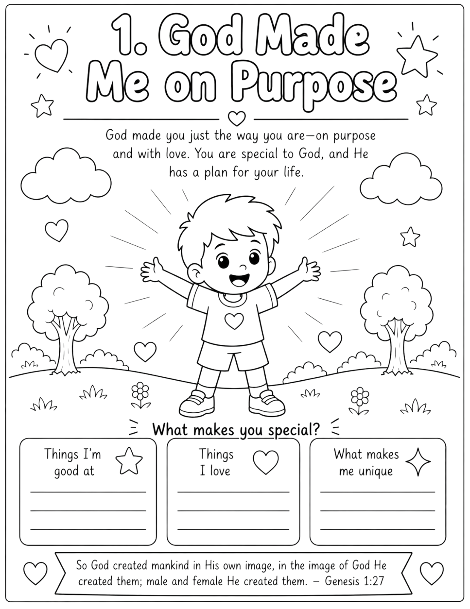 I Can Kids Workbook Coloring Sheets Download- Boy