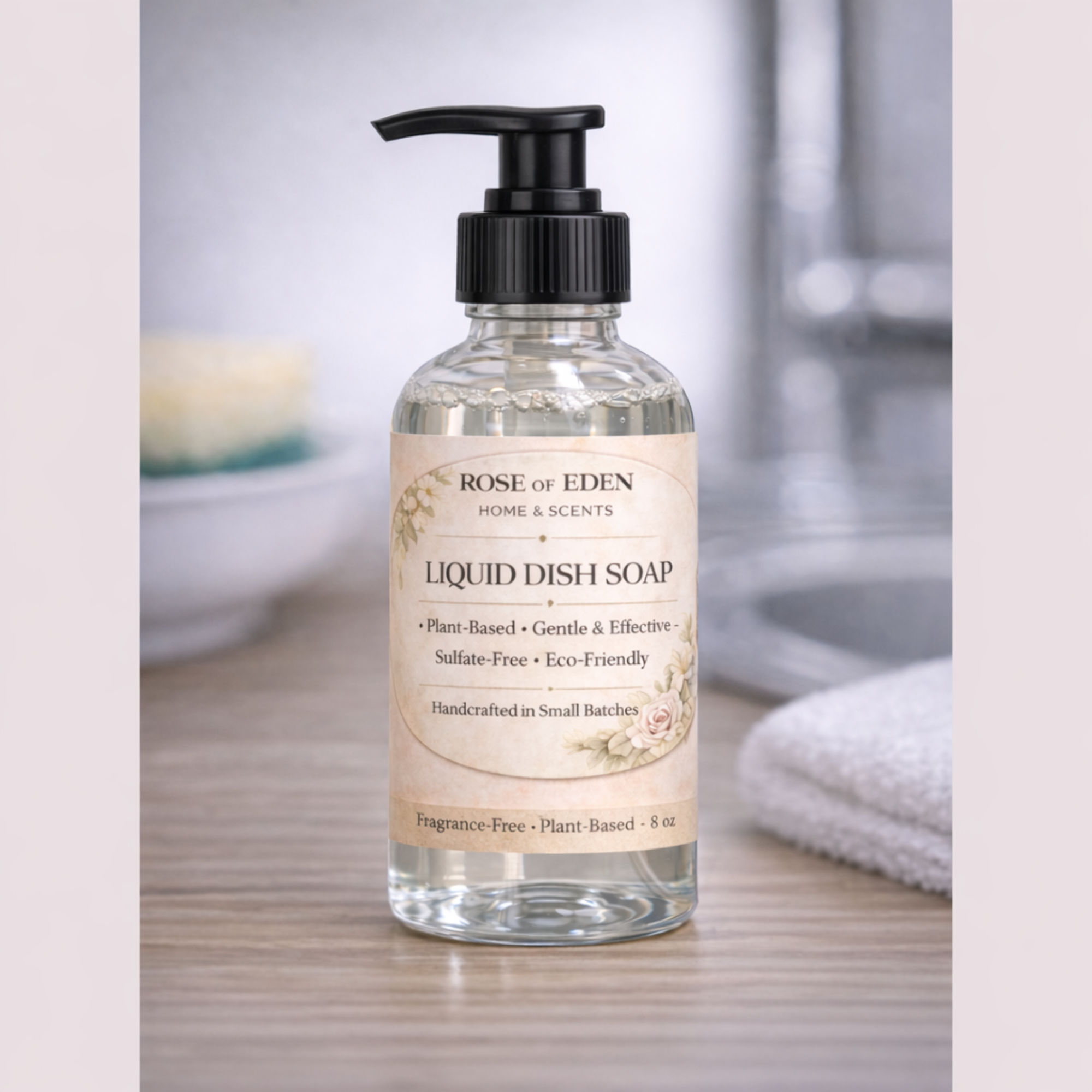 Liquid Dish Soap, Plant-Based & Fragrance-Free