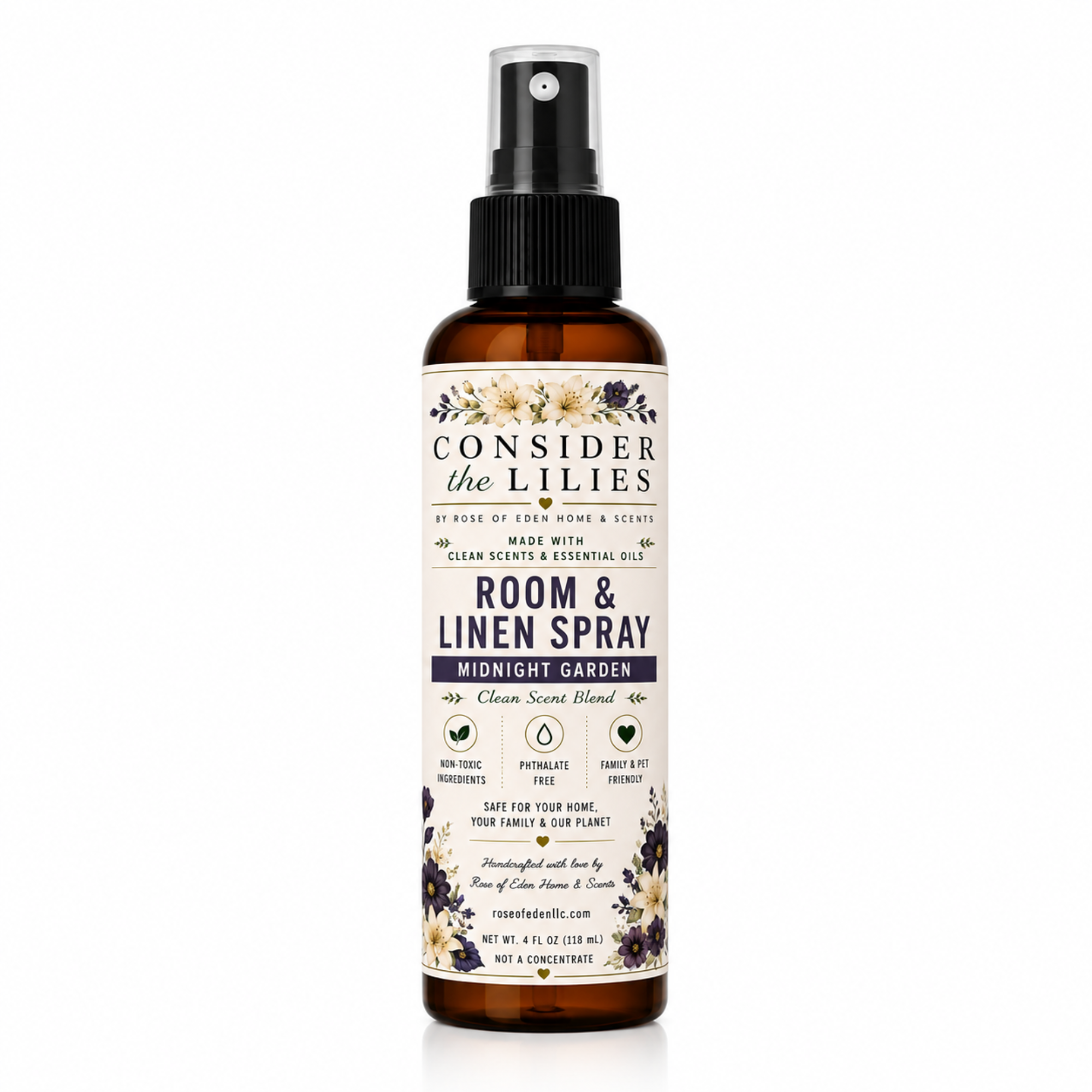 Midnight Garden Room & Linen Spray – Consider the Lilies by Rose of Eden Home & Scents