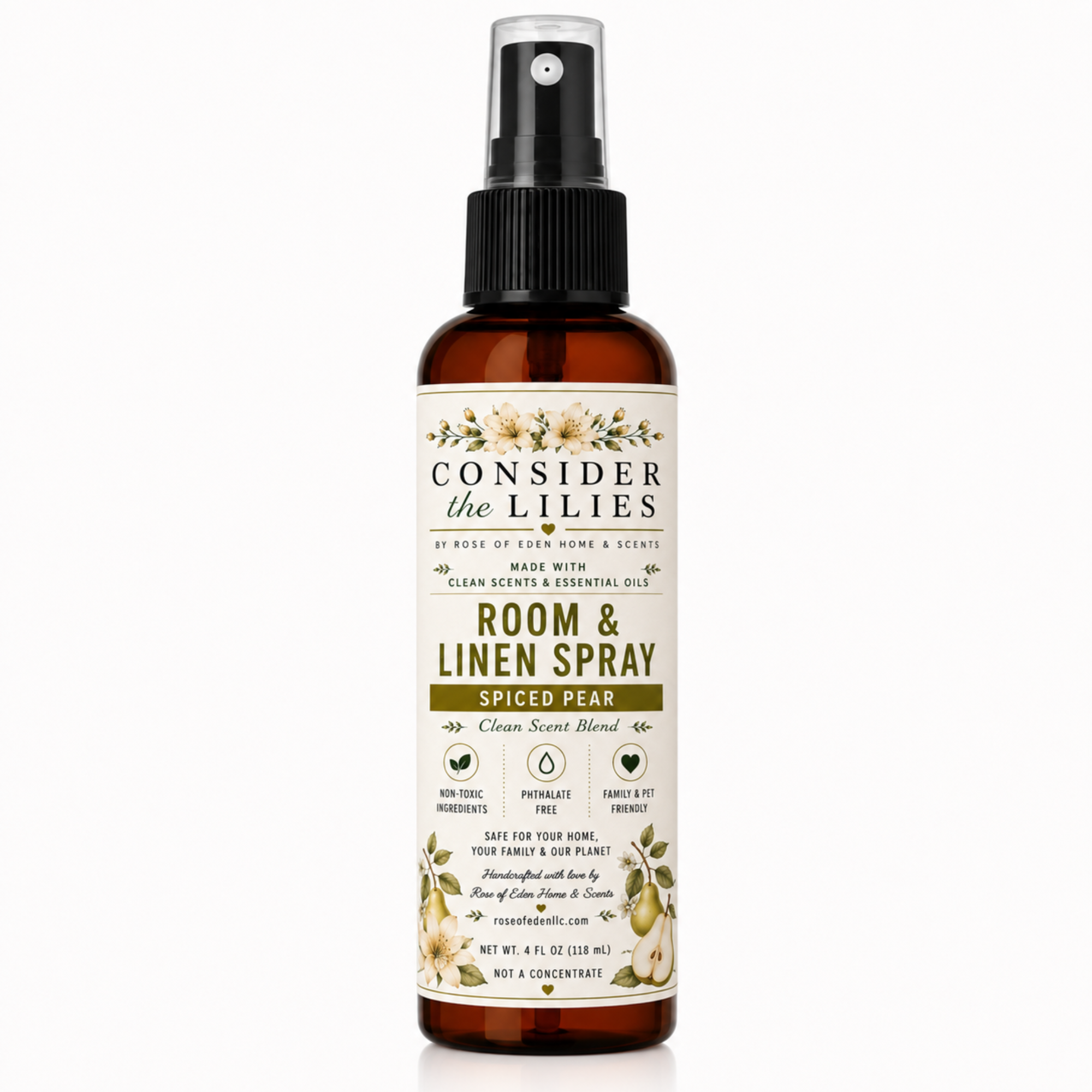 Consider the Lilies Room & Linen Spray Spiced Pear – 4 fl oz amber bottle