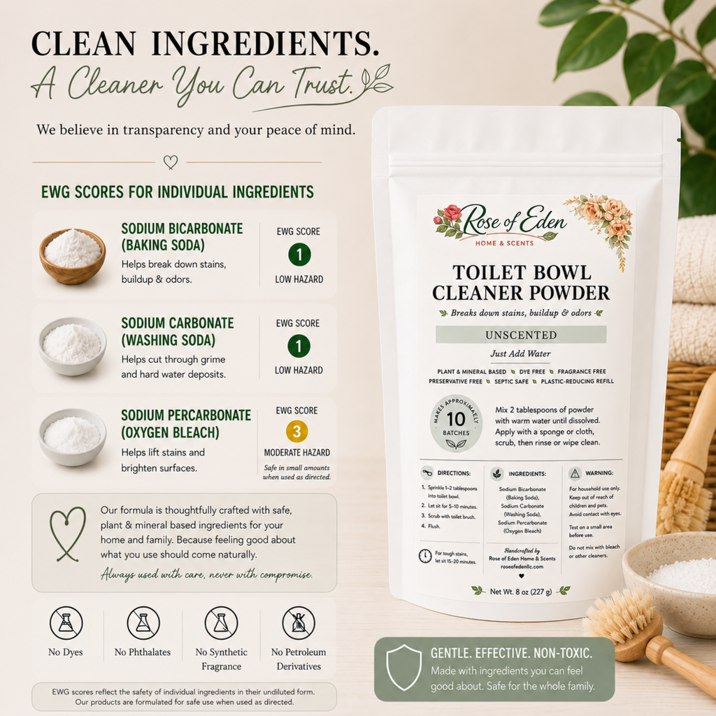 Toilet Bowl Cleaning Powder Concentrate | Toxin Free | Unscented | 8 oz