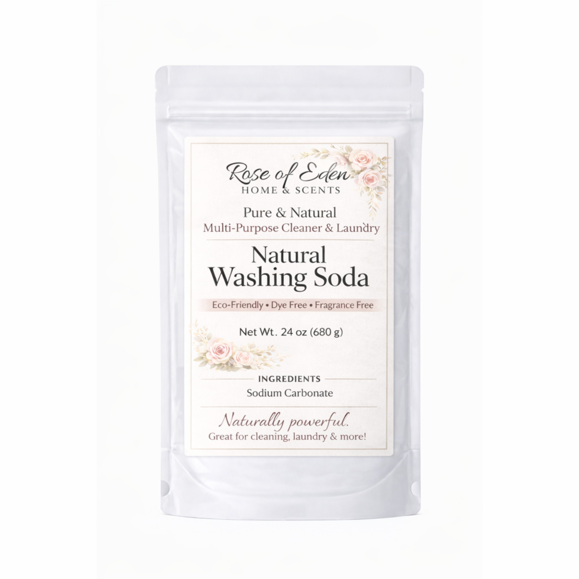 Natural Washing Soda – Pure Sodium Carbonate Laundry Booster & Multi-Purpose Cleaner | Dye Free, Fragrance Free | 24 oz