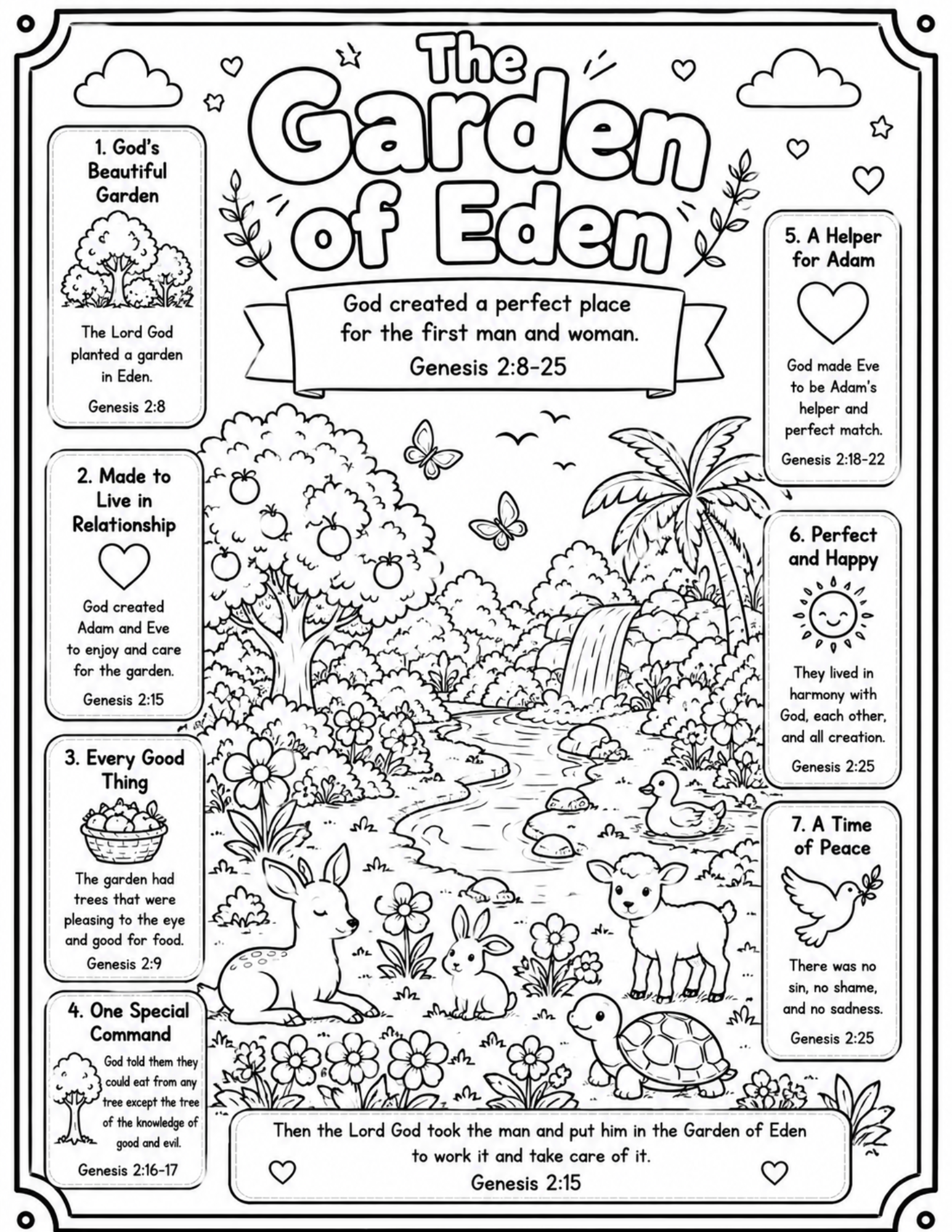Garden of Eden Kids Coloring Page Digital Download