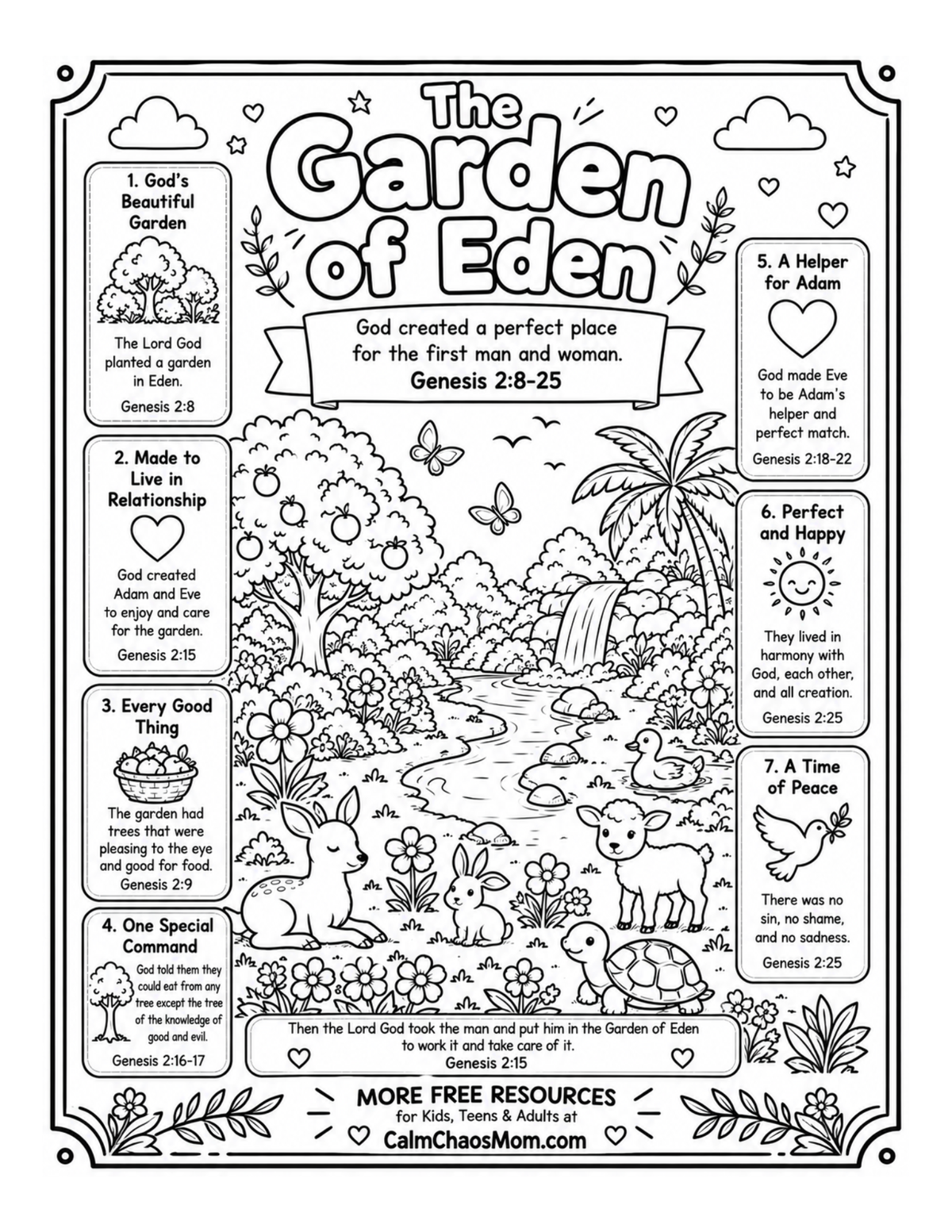 Garden of Eden Kids Coloring Page Digital Download
