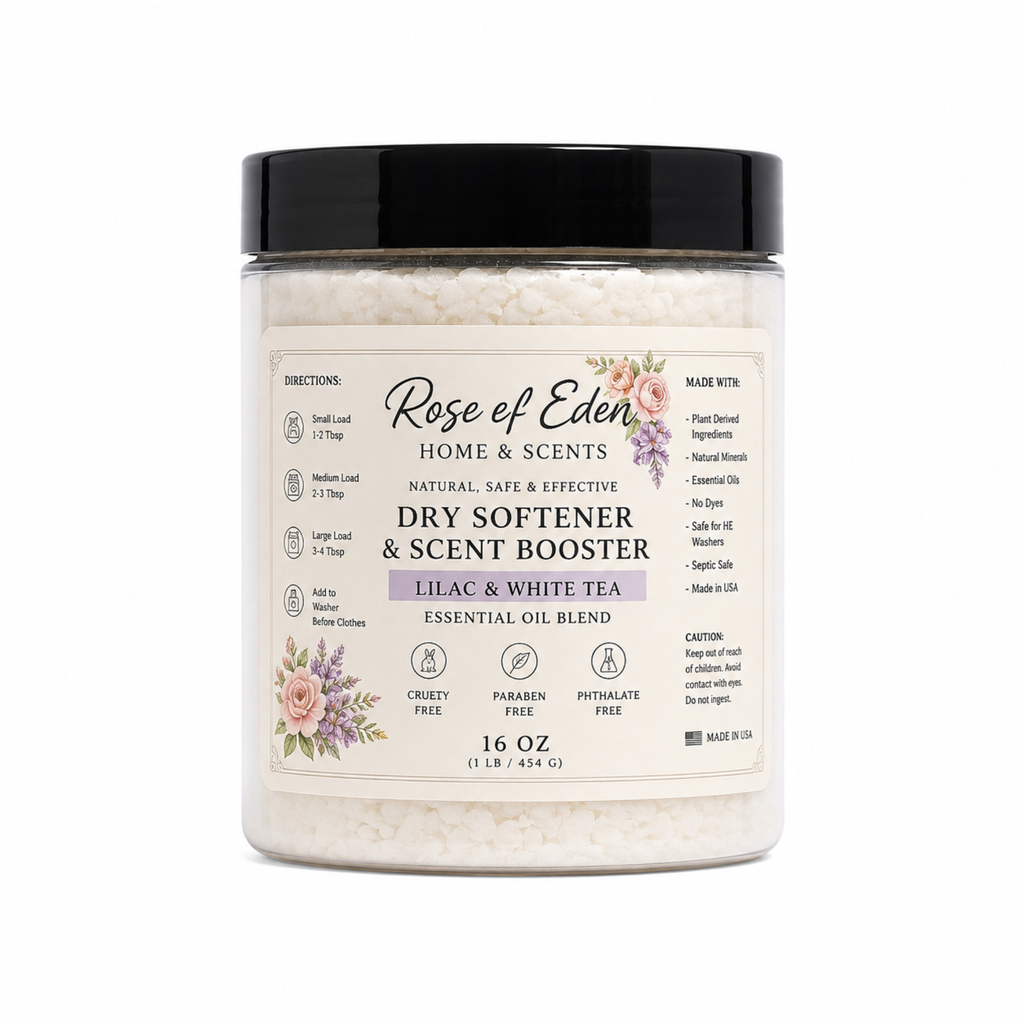 In-Wash Dry Softener and Scent Booster for Laundry, Handcrafted, Gentle formula, All Natural - Rose of Eden Home and Scents
